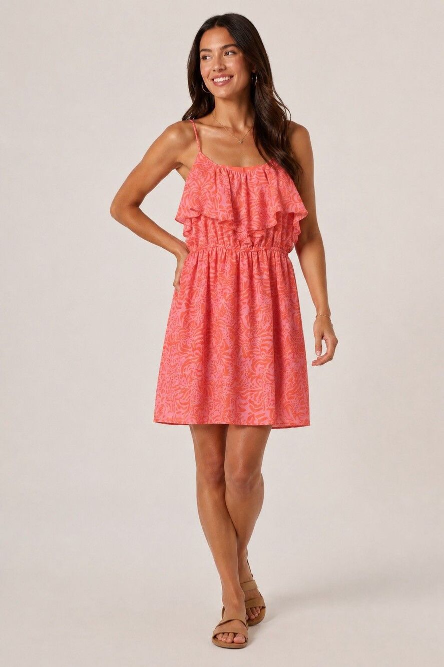 Lilly Pulitzer Target XL Coral Pink Ruffle Flounce Sundress Tropical Print